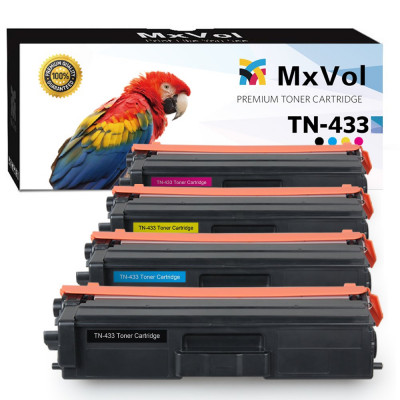 MxVol Compatible Brother TN-433 TN-431 TN433 Toner Cartridge 4-Pack (TN433BK, TN433C, TN433M, TN433Y), High Yield Toner use for Brother MFC-L8900CDW HL-L8360CDW MFC-L8610CDW HL-L8260CDW Printer